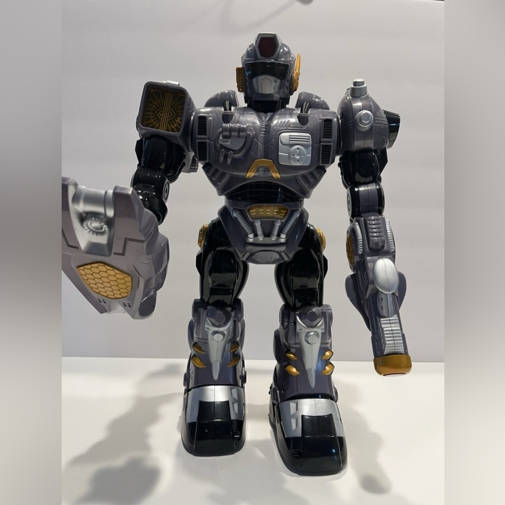 Gray and Black Robot Action Figure